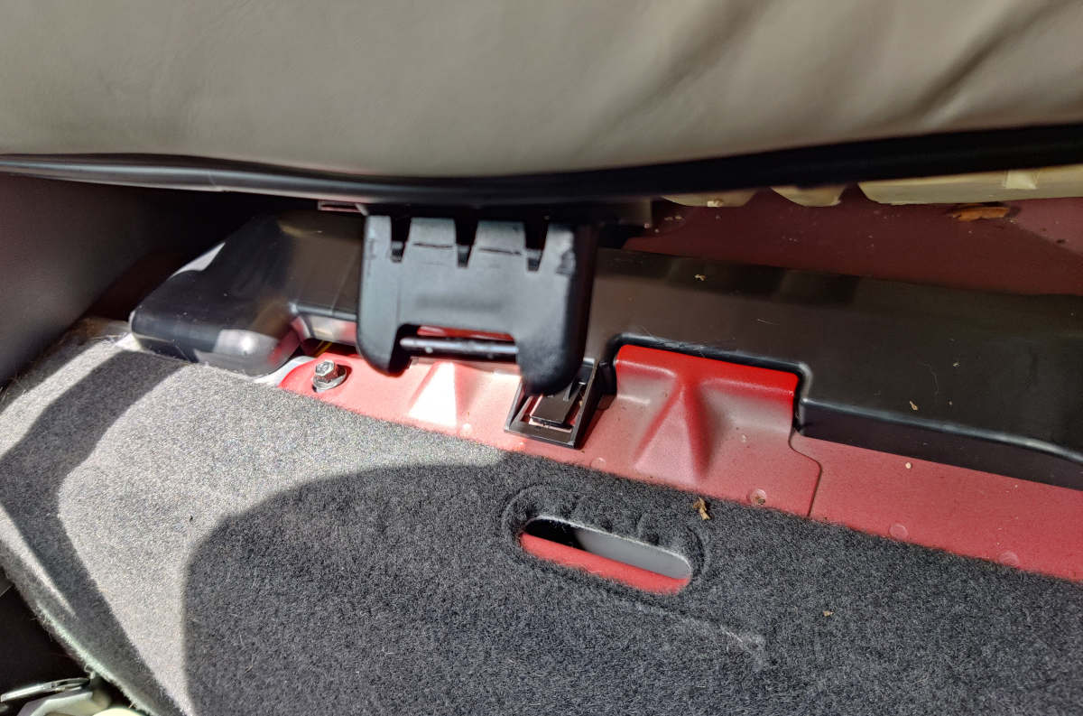 Close-up of Rear Volvo C30 seat front clasp mechanism